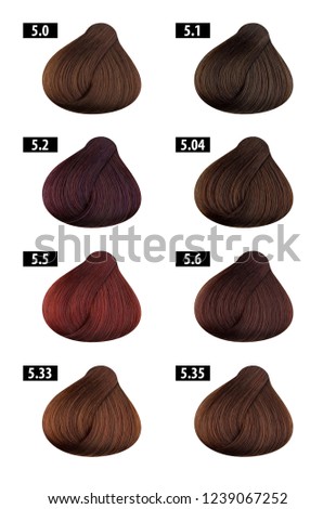 Hair dye, colours chart, colour numbers 3