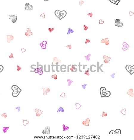Light Blue, Red vector seamless background with hearts. Glitter abstract illustration with colorful hearts in romantic style. Beautiful design for your business advert of anniversary.