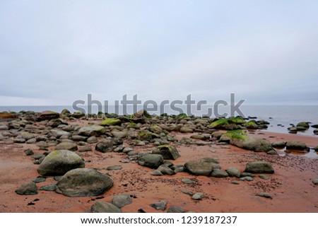 The stones on the seashore near the Veczemju cliffs, near the Tuja, Latvia