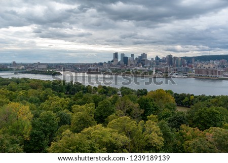 Montreal Cityscape Skyline with river in foreground