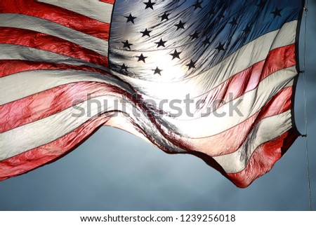 American Flag Fluttering in the Air