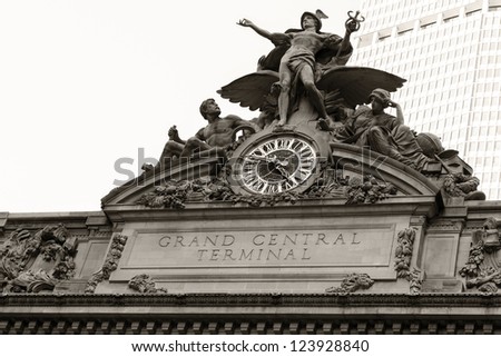 Detail shot of the architecture of the Grand Central Terminal in New York city, USA. Royalty-Free Stock Photo #123928840