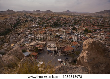 The view from the top, the landscape from the fortress of Uchisar. Cappadocia, Nevsehir province, Turkey