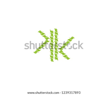 Abstract Initial KK Green Leaf Organic Unique Logotype