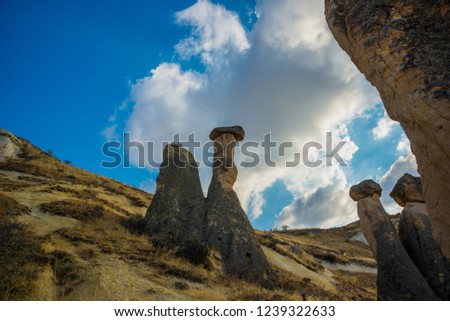 Fairy Chimneys. Fabulous and unusual rocks are called mushrooms. Pasabag, Monks Valley, Cappadocia, Turkey.