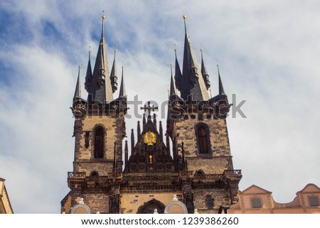 Castles and churches of old town square in Prague, Chech Republuc, Europe