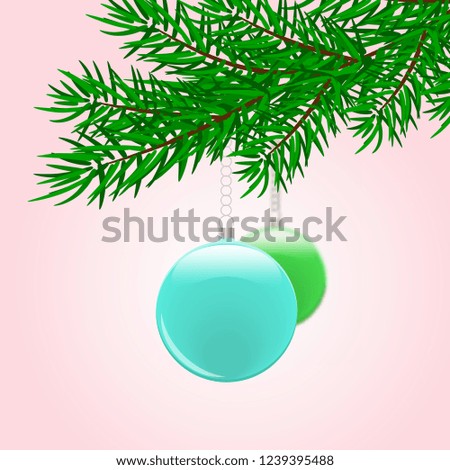 two xmas balls on a branch