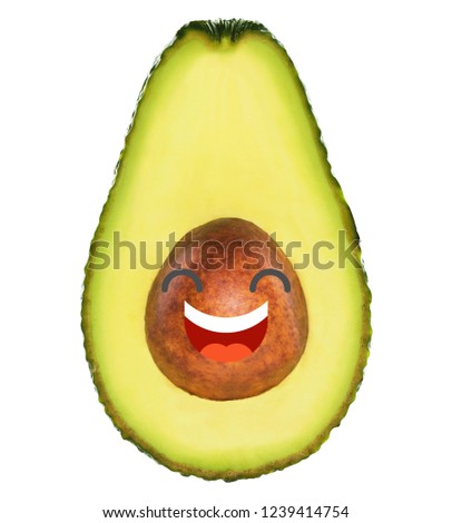 Cartoon Emoji Character Avocado Illustration. Set of Emoticons. Healthy Vegan and Vegetarian Food.