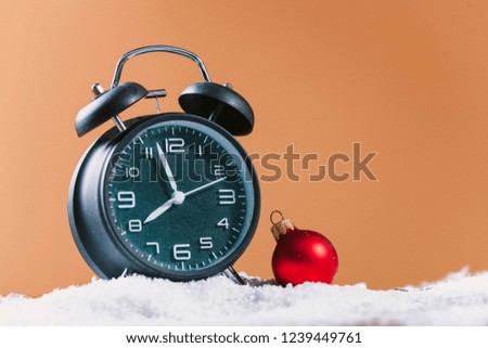 Flat lay composition with alarm clock