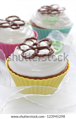 cupcake  for Valentine's Day or birthday on the white background