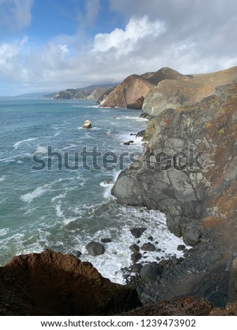 Hiking by Rodeo Beach and Hawk Tail Beach in San Francisco Royalty-Free Stock Photo #1239473902