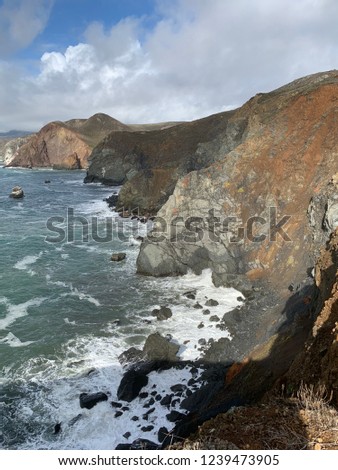 Hiking by Rodeo Beach and Hawk Tail Beach in San Francisco Royalty-Free Stock Photo #1239473905
