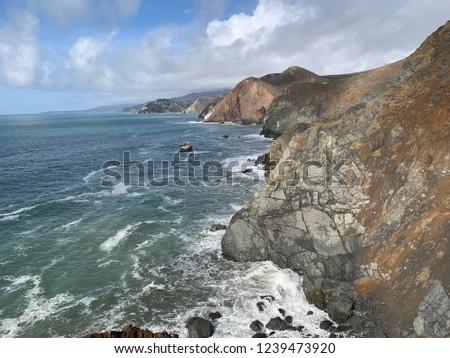 Hiking by Rodeo Beach and Hawk Tail Beach in San Francisco Royalty-Free Stock Photo #1239473920
