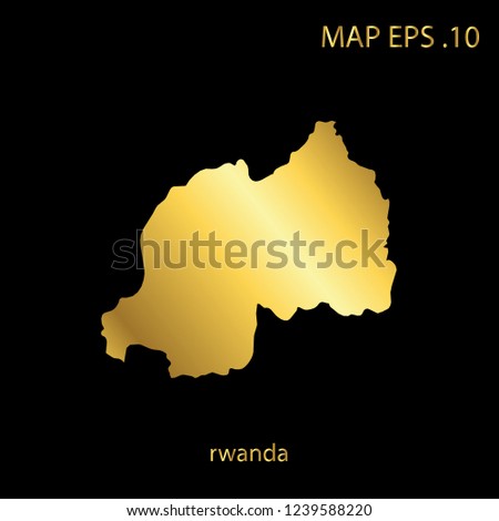 Map of rwanda abstract corlor Gold on Black background frame vector illustration eps 10.