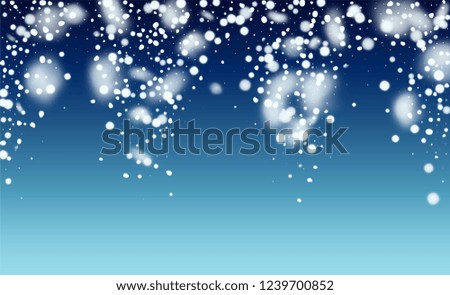 Winter Snowfall Background. Fantasy Holiday Vector Illustration. Glitter White Snow Background. Magic Blizzard Illustration Design.