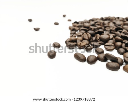 Selective focus Coffee beans with white background,Health,Caffeine,Cafe