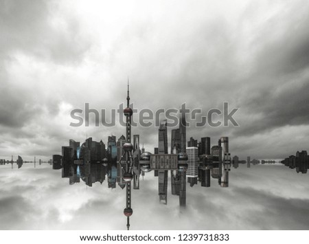 Modern city skyline with cloud sky in Shanghai