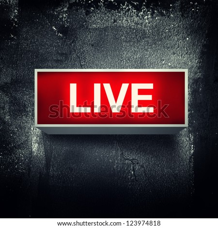 "Live" warning board message is lit on. Royalty-Free Stock Photo #123974818
