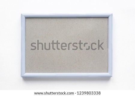 Isolated white picture frame. Craft paper. Horizontal mockup. 