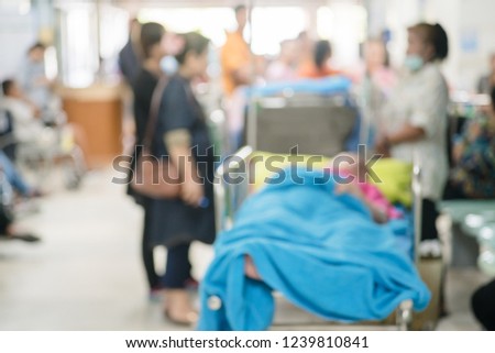 
Patients waiting treatment in the waiting area at the hospital blurred.