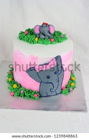 Elephant theme cake for kids birthday party