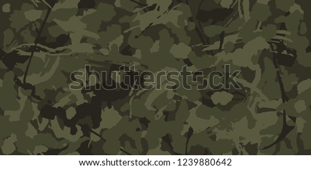 Abstract grunge camouflage, seamless  texture, military camouflage pattern, Army or hunting green camo clothes. Camouflage wallpaper for textile and fabric. Fashion camo style. Vector Royalty-Free Stock Photo #1239880642