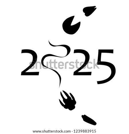 New Year 2025 - the snake. Animal tracks: rabbit, dragon, snake, horse, sheep