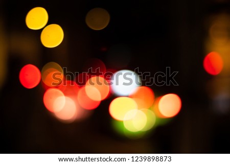 Defocused lights bokeh semi circle background on the night city