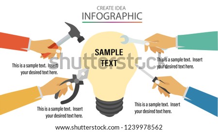 Creative Idea Innovation business strategy  background isometric objects workers vector eps 10  and simple flat style clip art for infographics 