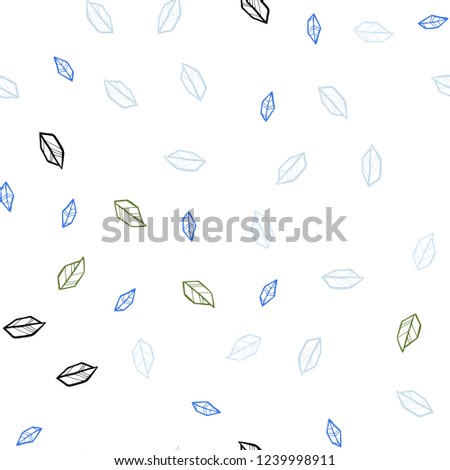 Light Blue, Green vector seamless abstract design with leaves. Modern geometrical abstract illustration with leaves. Texture for window blinds, curtains.