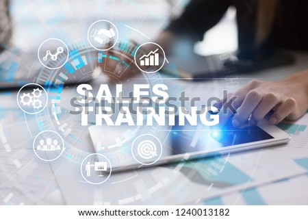 Sales training, Business development and marketing concept on virtual screen. Royalty-Free Stock Photo #1240013182