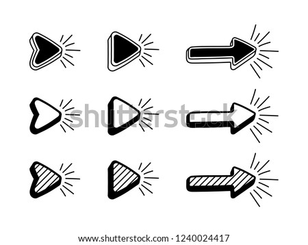 Set of hand drawn arrow for social media. Vector illustration in retro comic style.