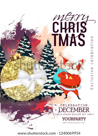 Merry Christmas party, flyer design template, invitation card, poster banner