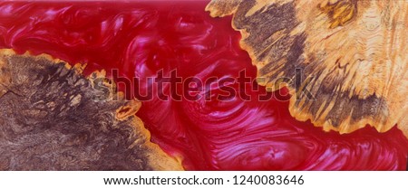 Epoxy resin Stabilizing afzelia burl wood red lava background texture, Abstract art picture photo, print design and your advertisement