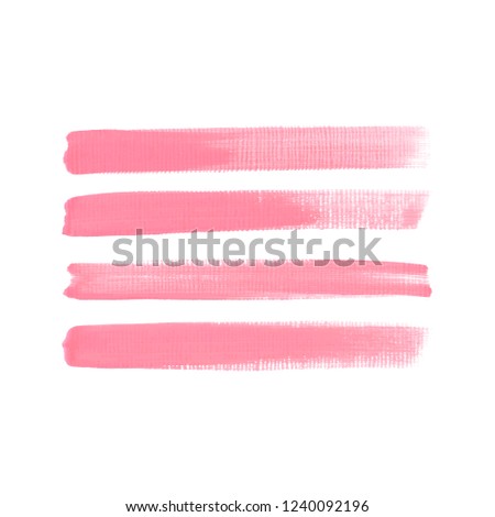 Art brush painted textured stripes set isolated vector background. Watercolor makeup stroke set.