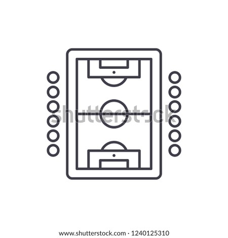Table soccer play line icon concept. Table soccer play vector linear illustration, symbol, sign