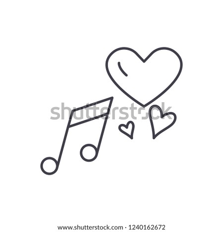 Love music line icon concept. Love music vector linear illustration, symbol, sign