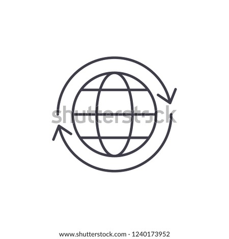 Global logistics line icon concept. Global logistics vector linear illustration, symbol, sign