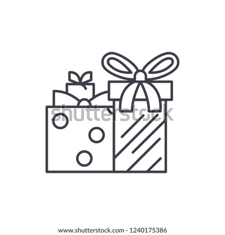 Gift boxes line icon concept. Gift boxes vector linear illustration, symbol, sign