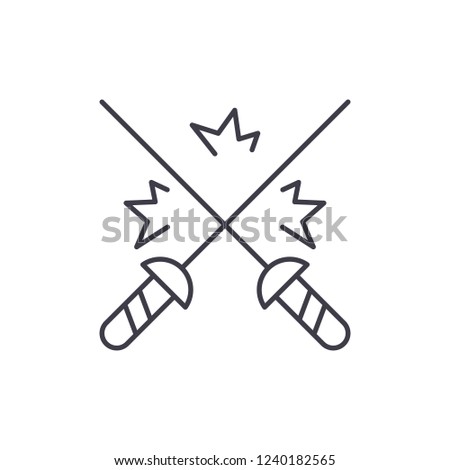 Fencing line icon concept. Fencing vector linear illustration, symbol, sign