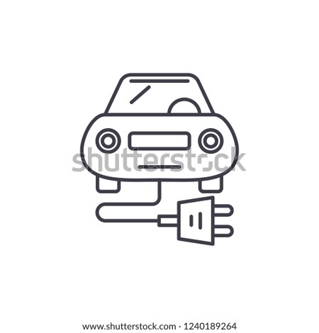 Electric car line icon concept. Electric car vector linear illustration, symbol, sign