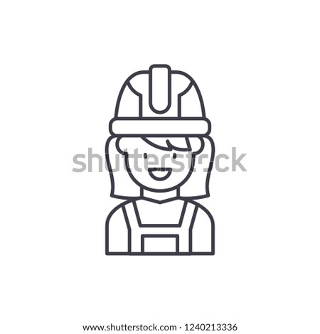 Construction master line icon concept. Construction master vector linear illustration, symbol, sign