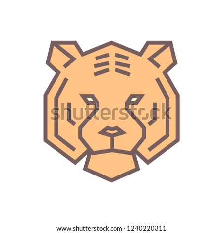Stylized geometric Tiger head illustration. Vector icon tribal design