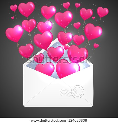 Open envelope with hearts. Vector illustration.