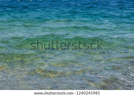 vivid blue water of sea shore waves background