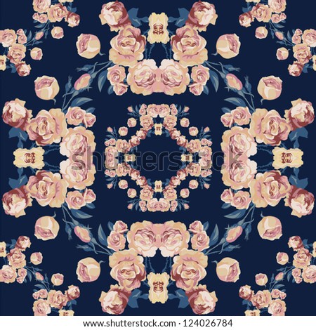 Floral seamless pattern, endless texture with flowers in vintage style.  Wallpaper, background.