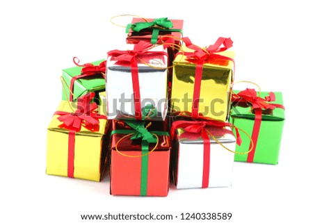 Merry christmas and happy new year gift box on white background.