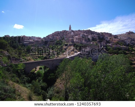 Bocairent. Village of Valewncia, Spain. Aerial view by Drone