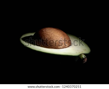 avocado on Black background macro
