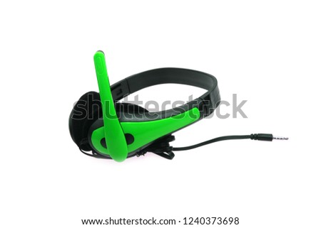 headphone and cable isolate on white background.